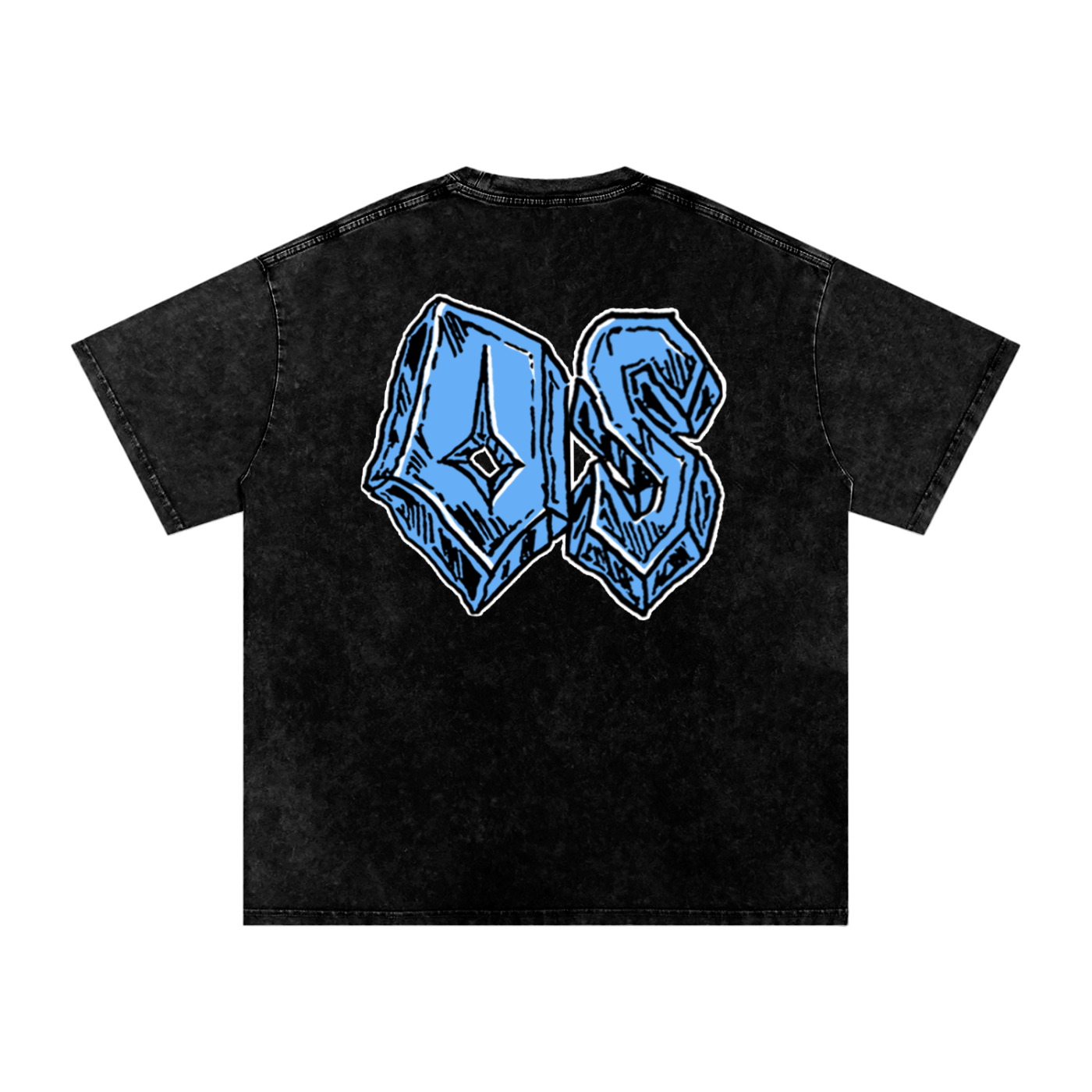 Black Snow Washed Odinseed Blue Graphic Tee