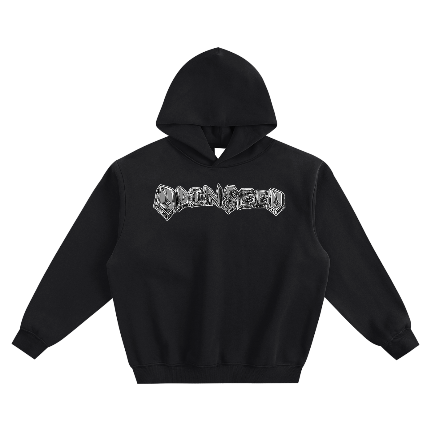 Black Odinseed White Graphic Hoodie
