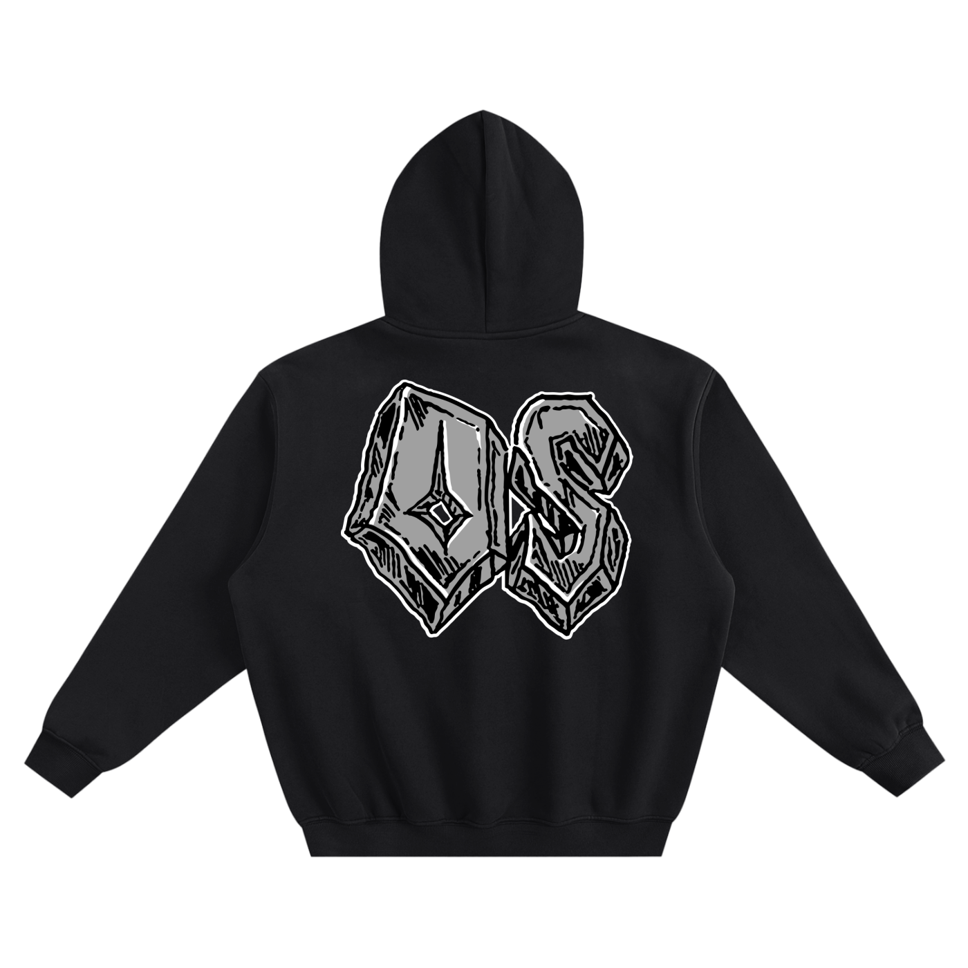 Black Odinseed White Graphic Hoodie