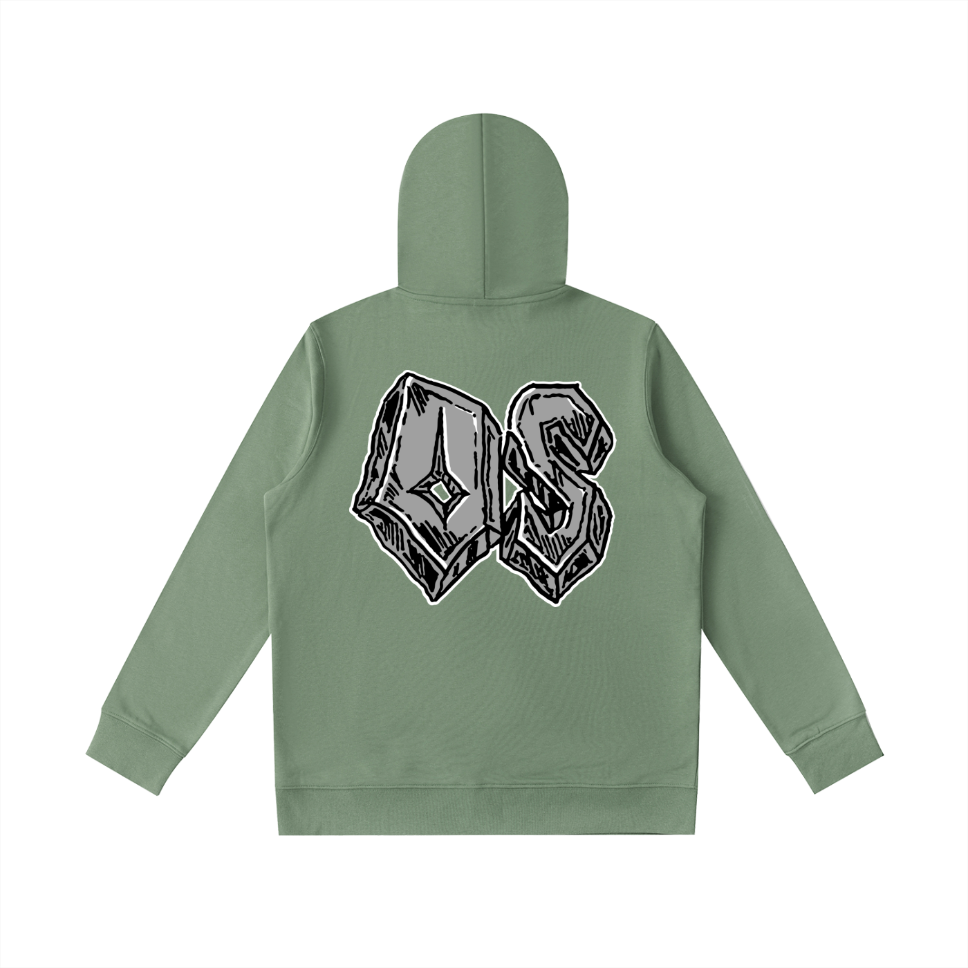 Army Green Odinseed Gray Graphic Hoodie