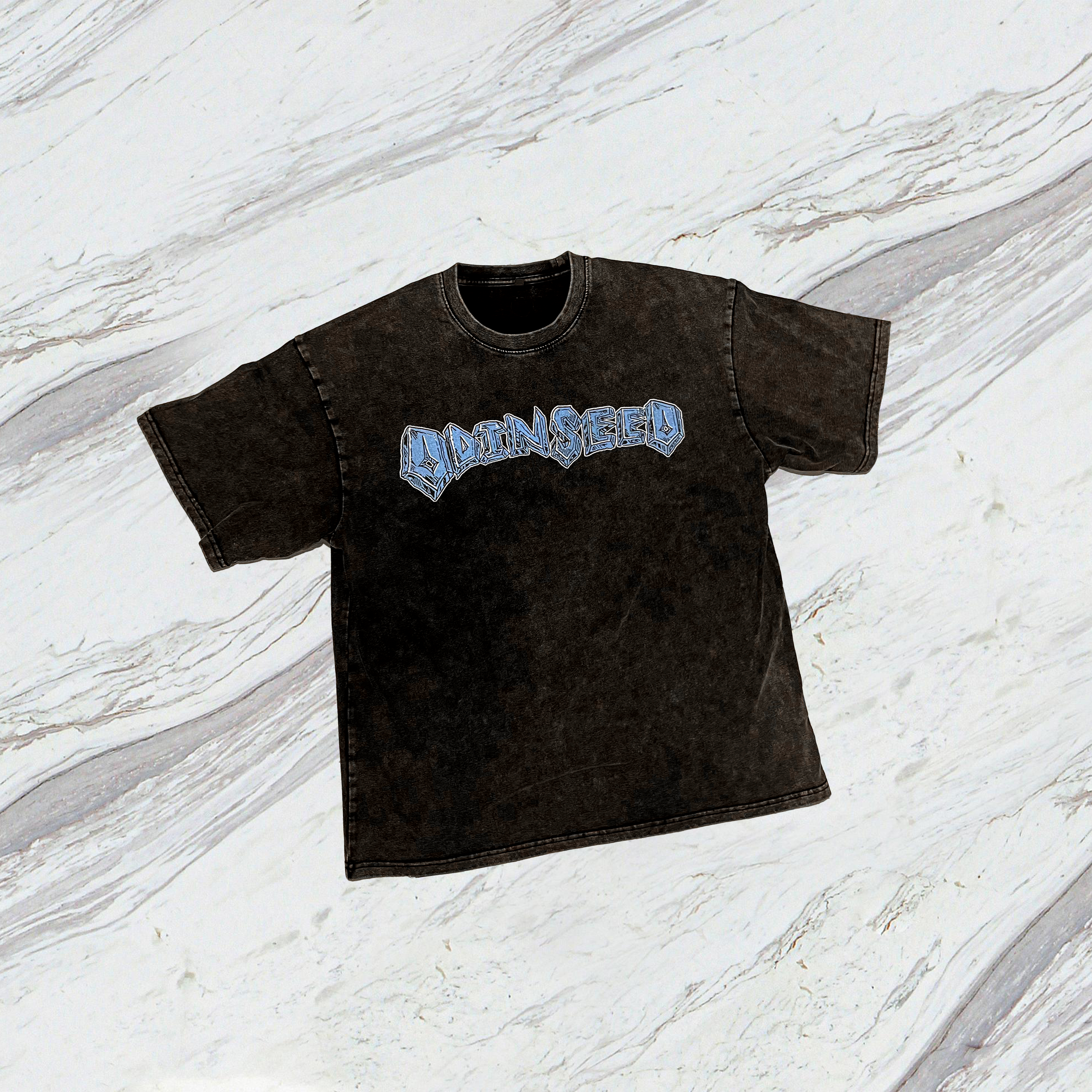 Black Snow Washed Odinseed Blue Graphic Tee